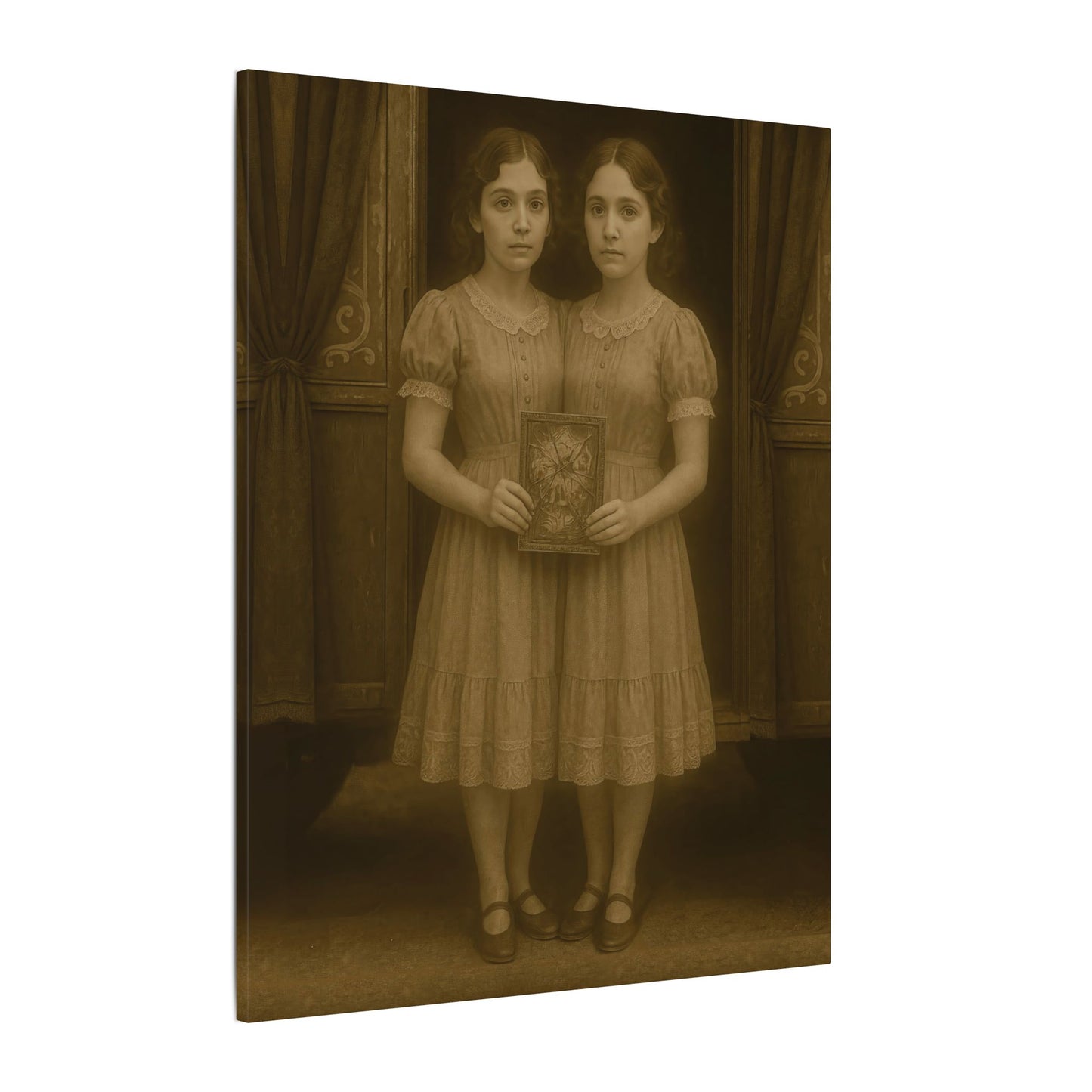 Conjoined Twins – Matte Canvas Print (Gallery-Wrapped) 0.75" – Vintage Circus-Inspired Canvas Wall Art