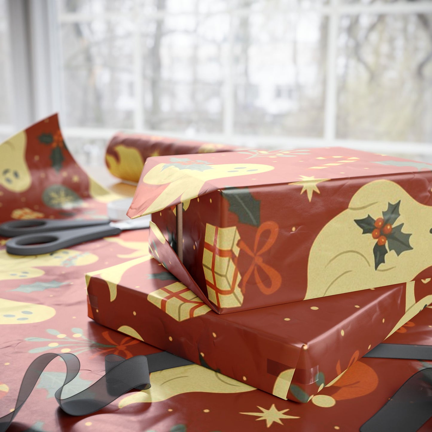 Vintage Holiday Ghosties - Luxury Holiday Wrapping Paper, Victorian Ghost Gift Wrap, 30" Roll (Matte/Gloss)