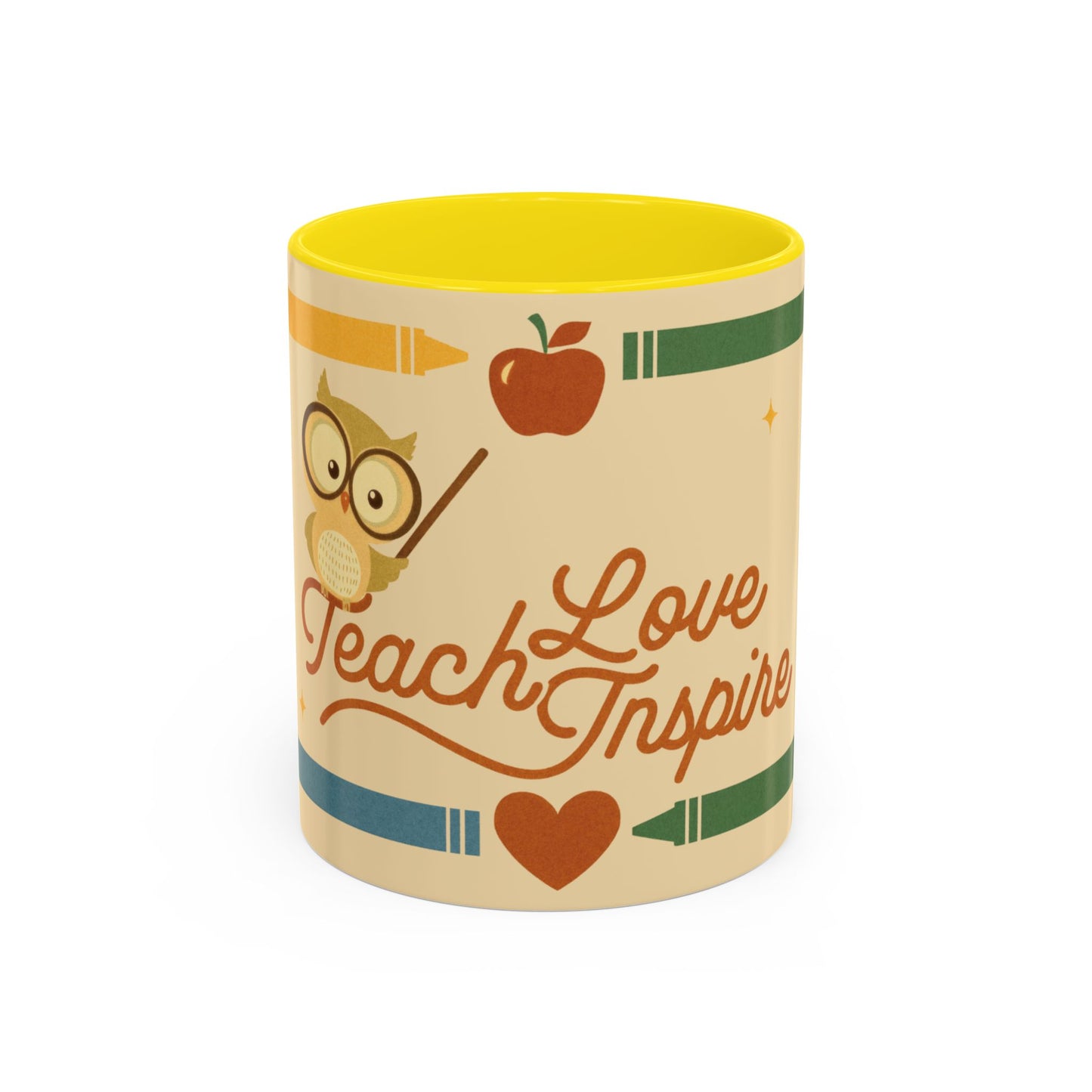 Teach Love Inspire Color Accent Mug (11oz/15oz) – Teacher Gift • Back to School • Durable Ceramic, Dishwasher & Microwave Safe