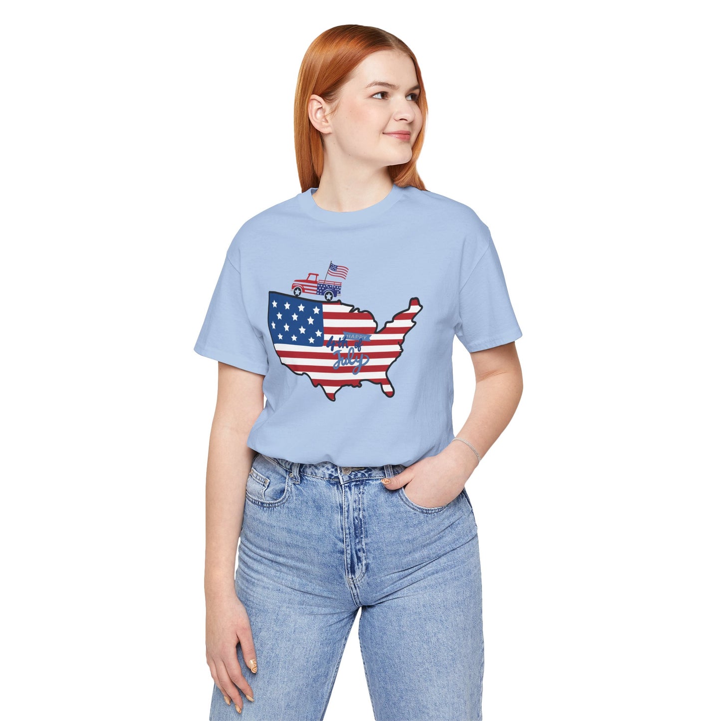 All-American USA Map & Truck Tee β Unisex Bella+Canvas Jersey Tee - 4th of July T-Shirt