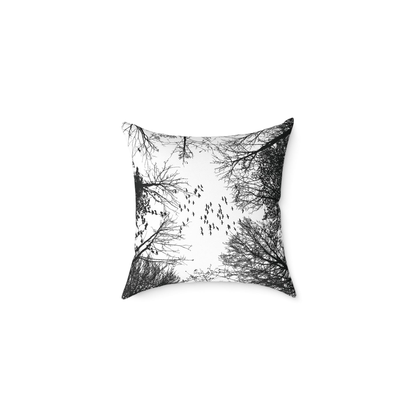 Look Up β Birds in Flight Tree Tops Silhouette Throw Pillow for Dreamers & Forestcore Souls - Canvas Throw Pillow Decor