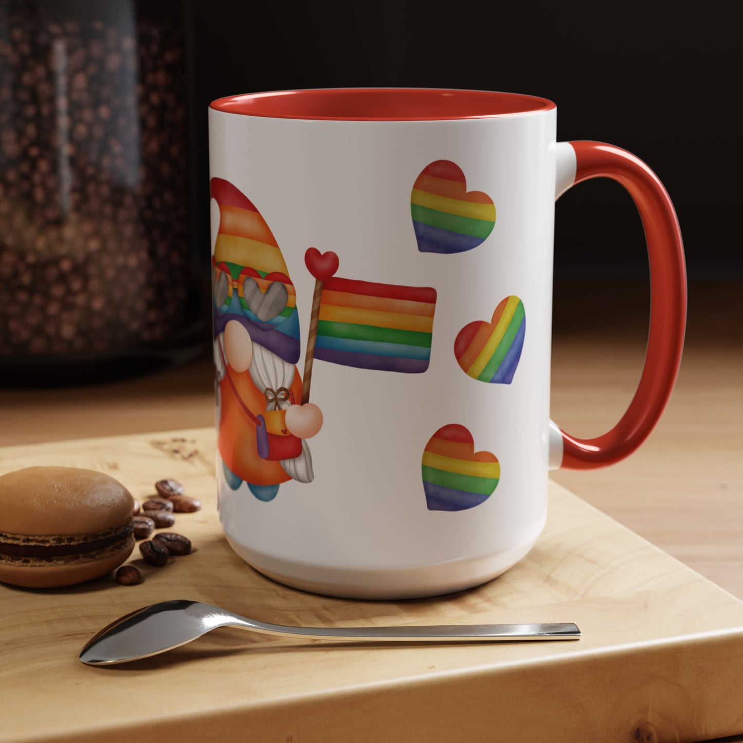 Pride Gnome Accent Mug | Rainbow Love Coffee Cup | 11oz & 15oz