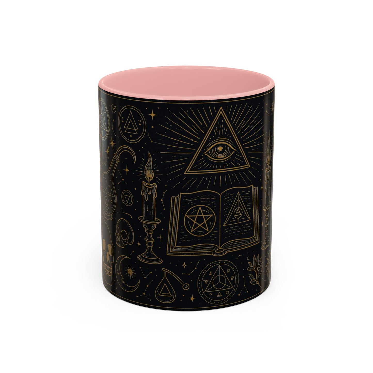 Witchy Aesthetic Coffee Mug โ 15oz Black & Purple Ceramic with Occult Symbols โ Goth Kitchen Decor, Halloween Gift Idea - 11oz/15oz