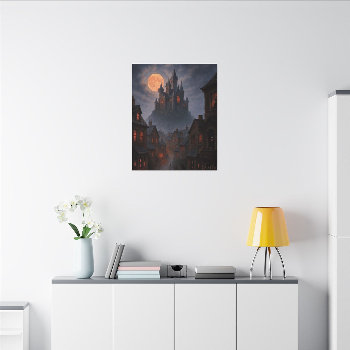 Haunted Hilltop Castle Canvas Print – Gothic Halloween Wall Art for Spooky Season Decor
