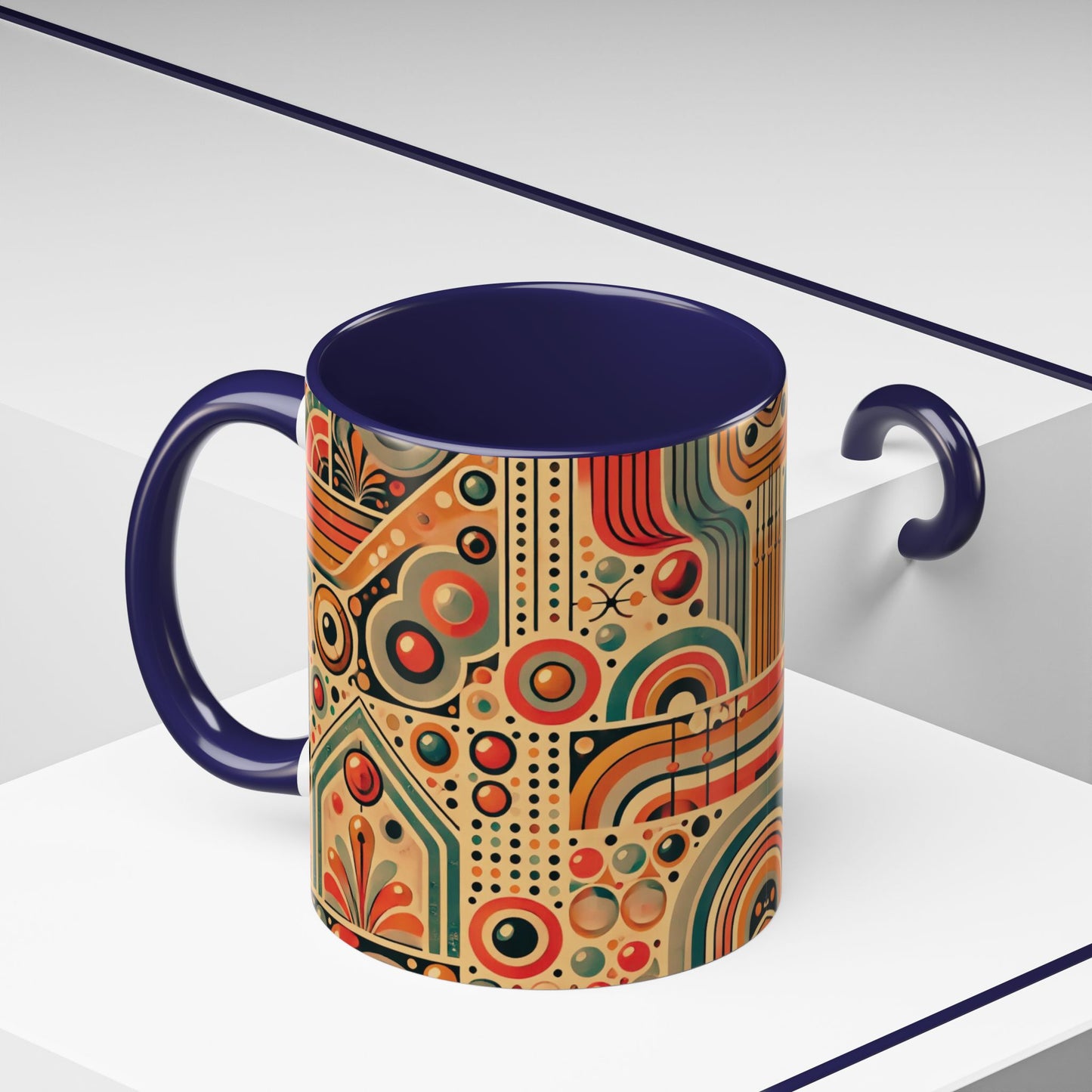 πΏ Retro Boho Accent Coffee Mug | 11oz & 15oz Ceramic Cup | Custom Colors Available