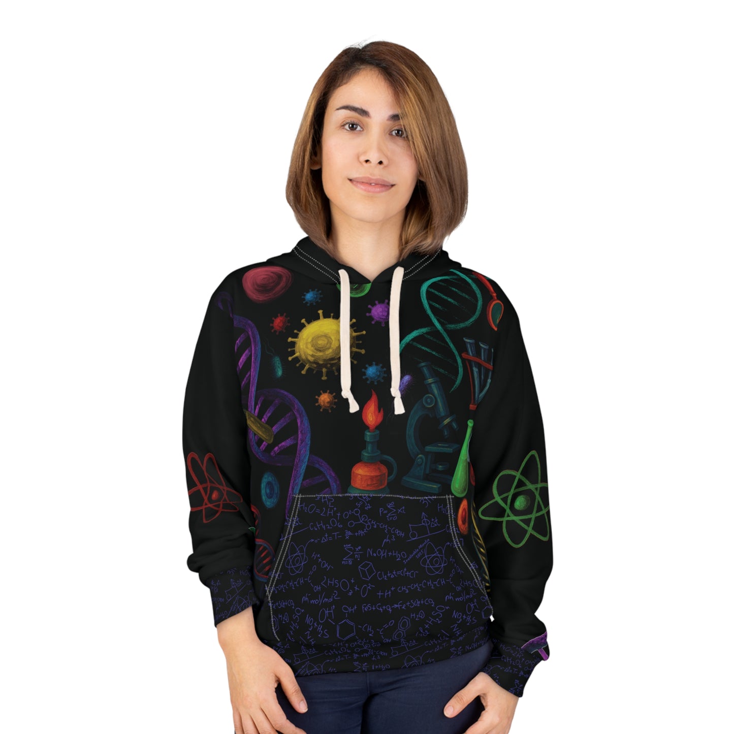 Artistic DNA Science Theme Unisex Pullover Hoodie, Ideal for Science Lovers, Gifts for Students - ALL Over Print