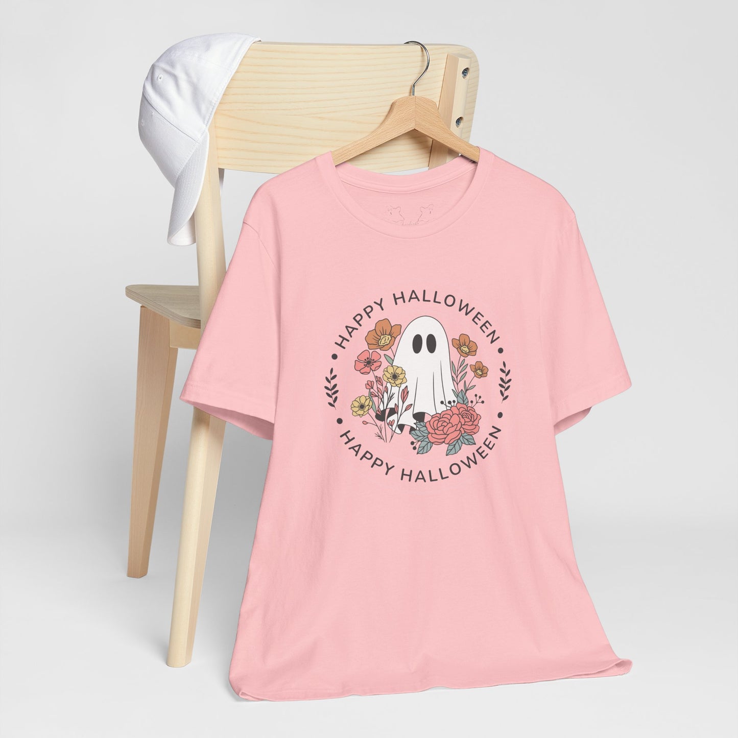 Happy Halloween Floral Ghost Tee – Bella+Canvas 3001