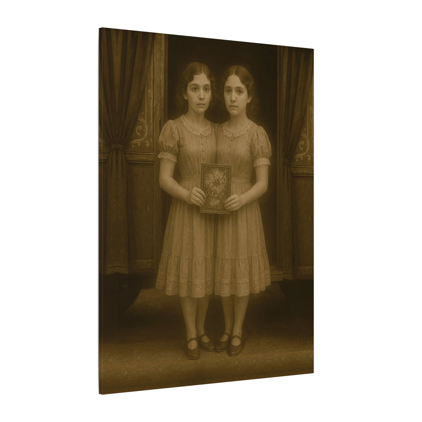 Conjoined Twins – Matte Canvas Print (Gallery-Wrapped) 0.75" – Vintage Circus-Inspired Canvas Wall Art