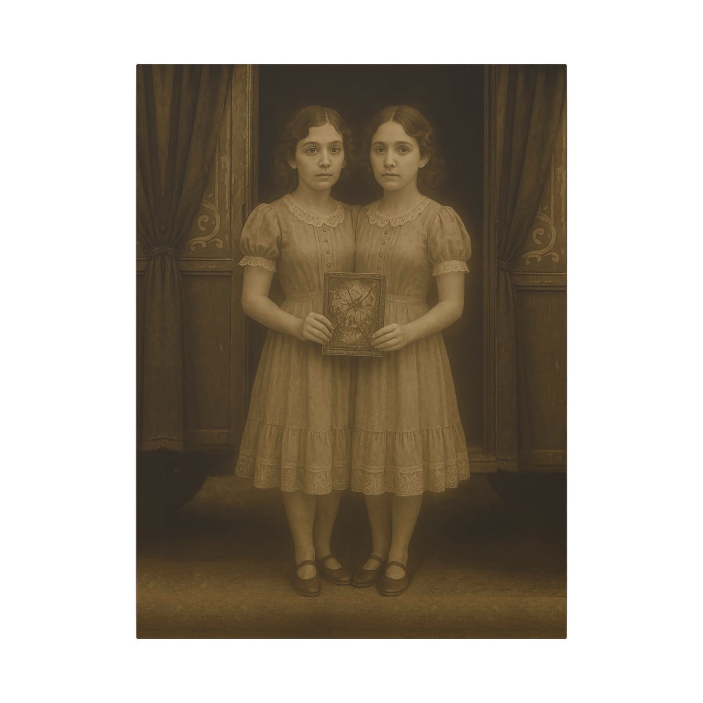 Conjoined Twins – Matte Canvas Print (Gallery-Wrapped) 0.75" – Vintage Circus-Inspired Canvas Wall Art