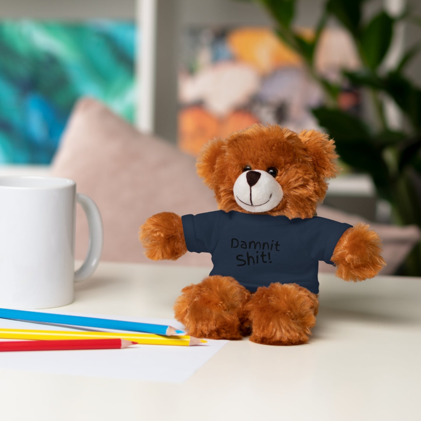 8" Funny Stuffed Animal Gift for Adults, Cute Plush Toy, Humor Bear, Sarcastic Gifts, Quirky Decor, Comfort Toy with Quote