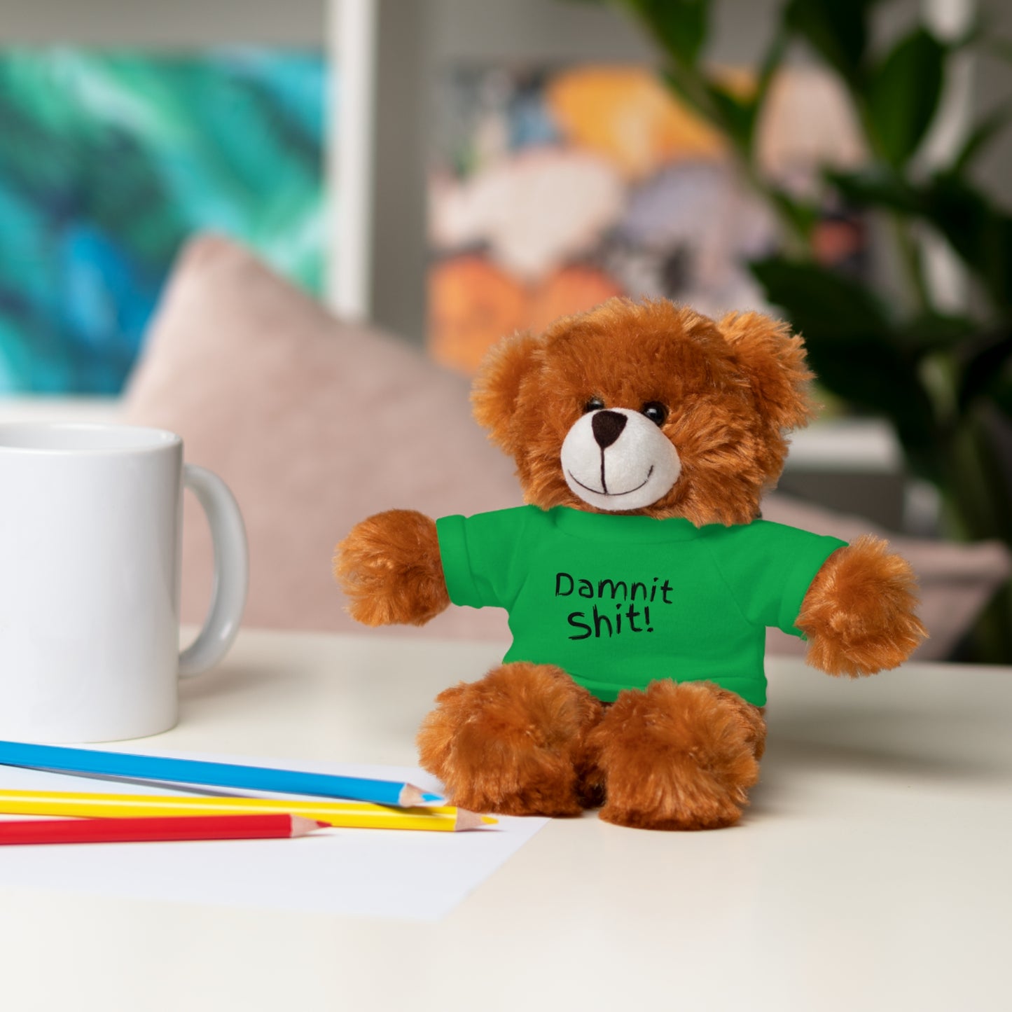 8" Funny Stuffed Animal Gift for Adults, Cute Plush Toy, Humor Bear, Sarcastic Gifts, Quirky Decor, Comfort Toy with Quote