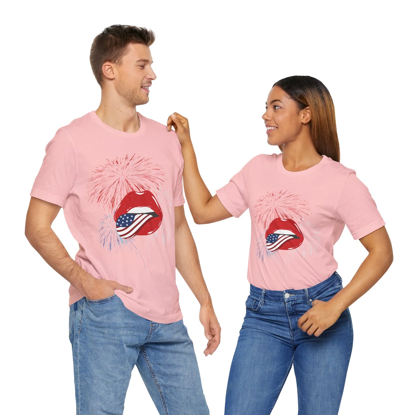 American Flag Lips Tee – Unisex Bella + Canvas Jersey Tee - 4th of July