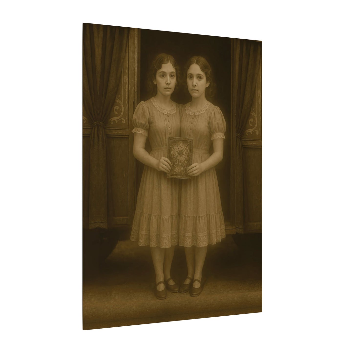 Conjoined Twins – Matte Canvas Print (Gallery-Wrapped) 0.75" – Vintage Circus-Inspired Canvas Wall Art