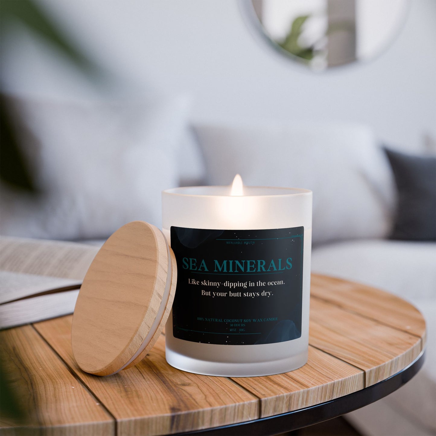 11oz Frosted Glass Natural Soy Wax Candle with Wooden Wick – Available in 9 Scents