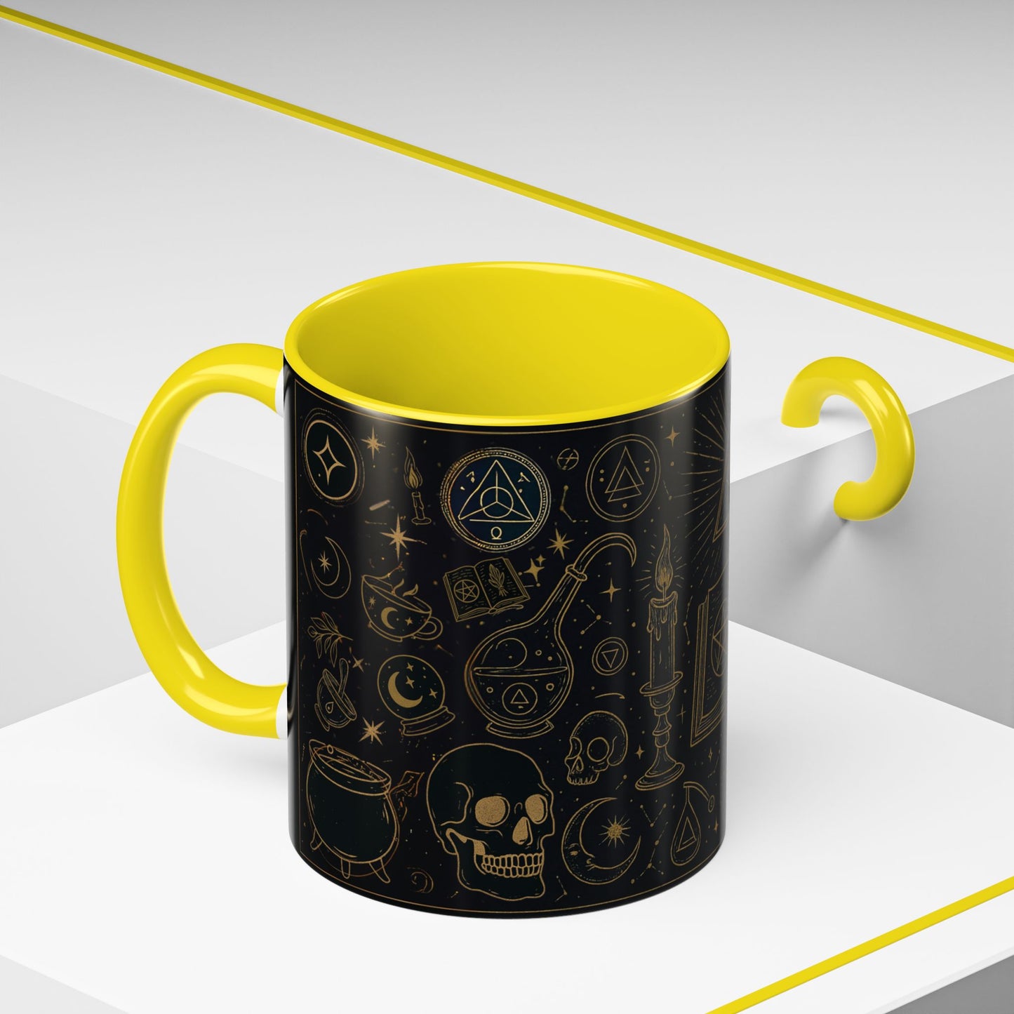 Witchy Aesthetic Coffee Mug โ 15oz Black & Purple Ceramic with Occult Symbols โ Goth Kitchen Decor, Halloween Gift Idea - 11oz/15oz