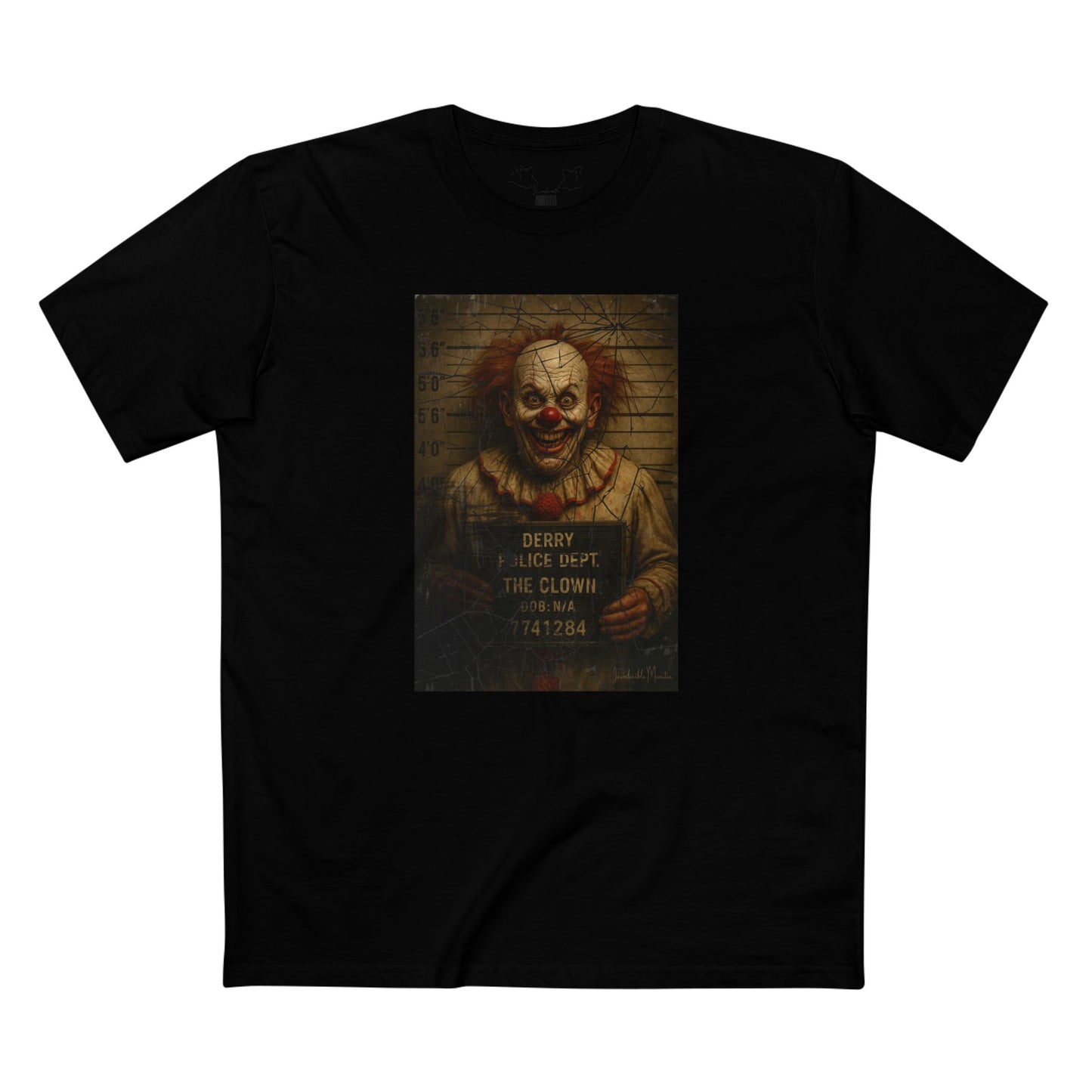 Creepy Clown Mugshot T-Shirt โ Premium AS Colour 5001 Horror Tee
