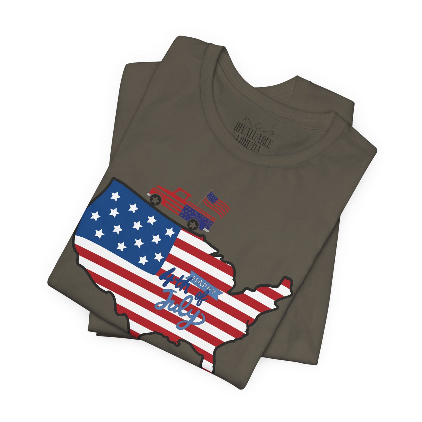 All-American USA Map & Truck Tee β Unisex Bella+Canvas Jersey Tee - 4th of July T-Shirt