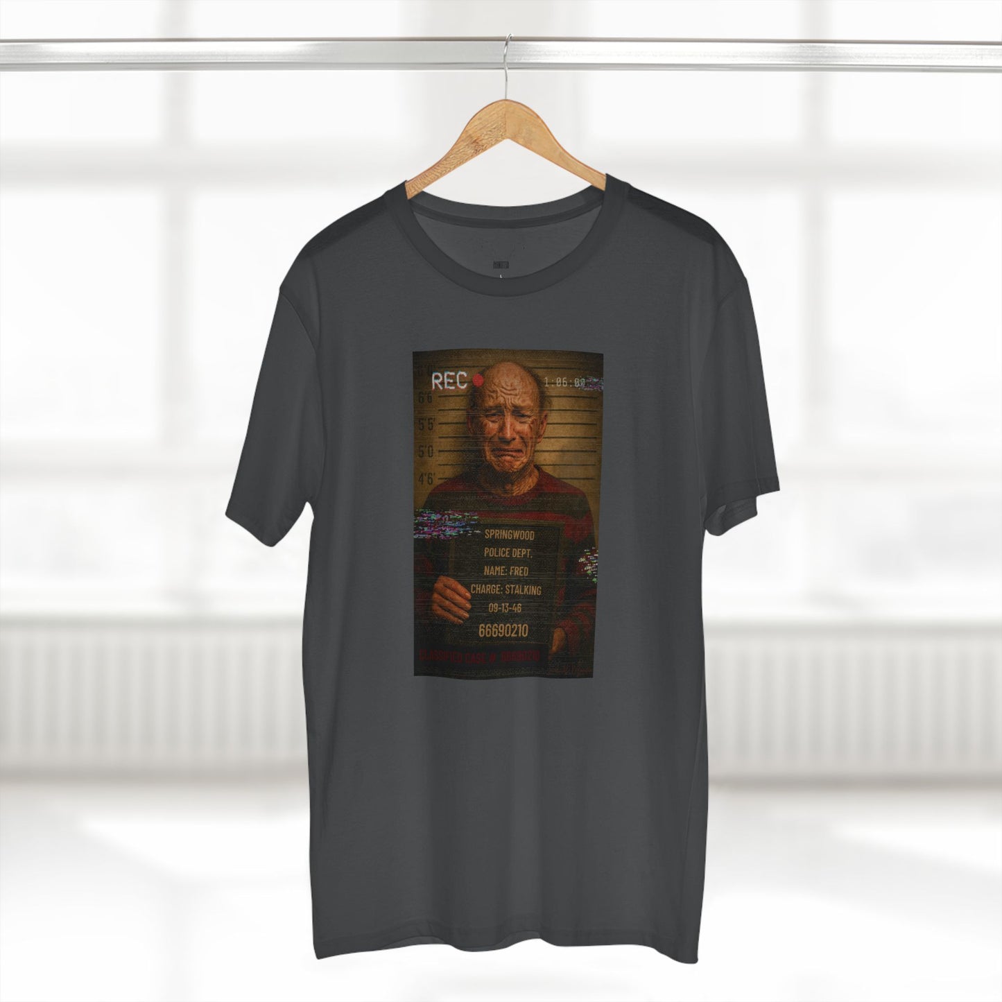 π₯ Freddy Mugshot Tee β Retro Slasher Horrorcore Premium T-Shirt (Unisex)