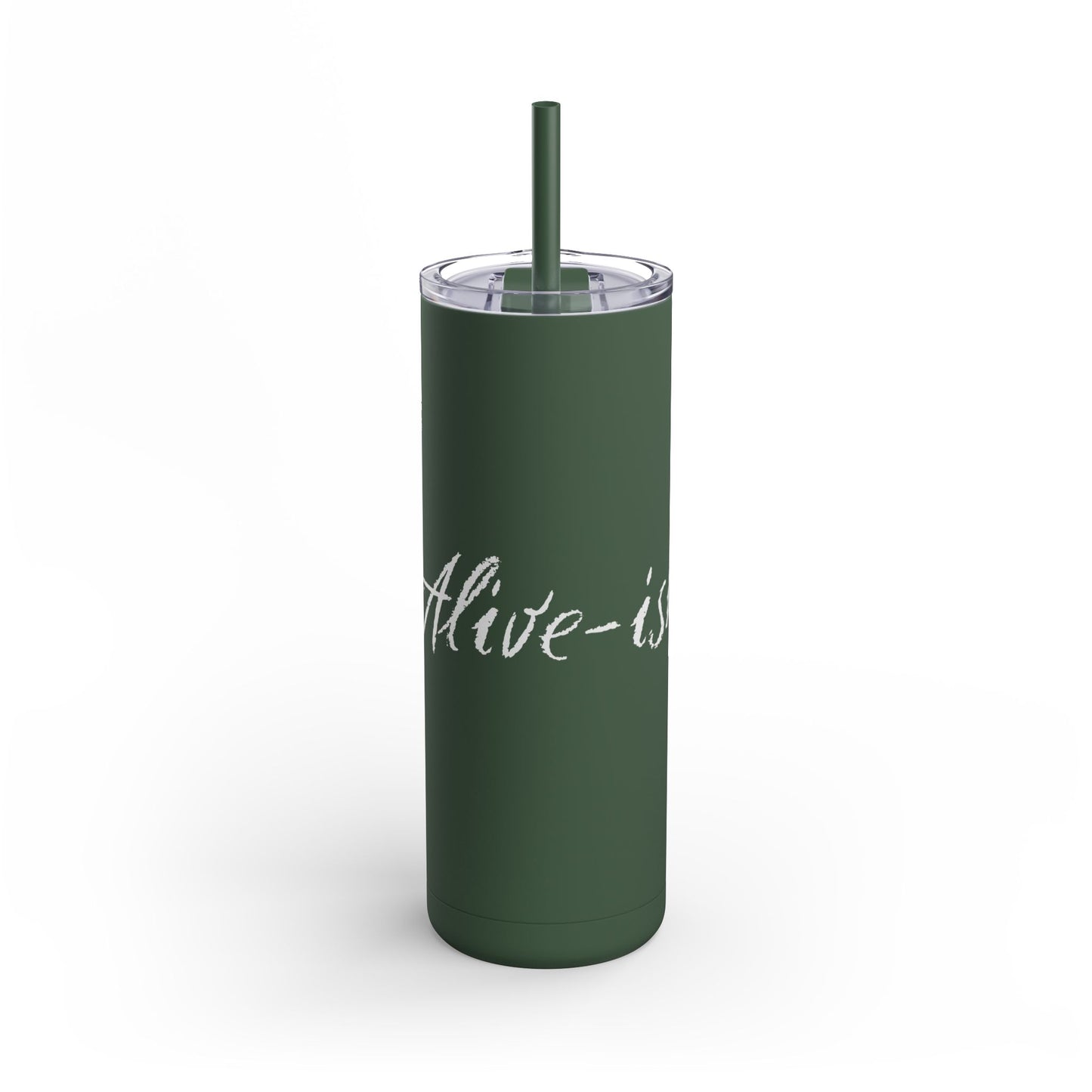 “Alive-ish” Matte Tumbler – 20oz Maars Skinny Tumbler with Straw | Chalk Script Hydration Statement