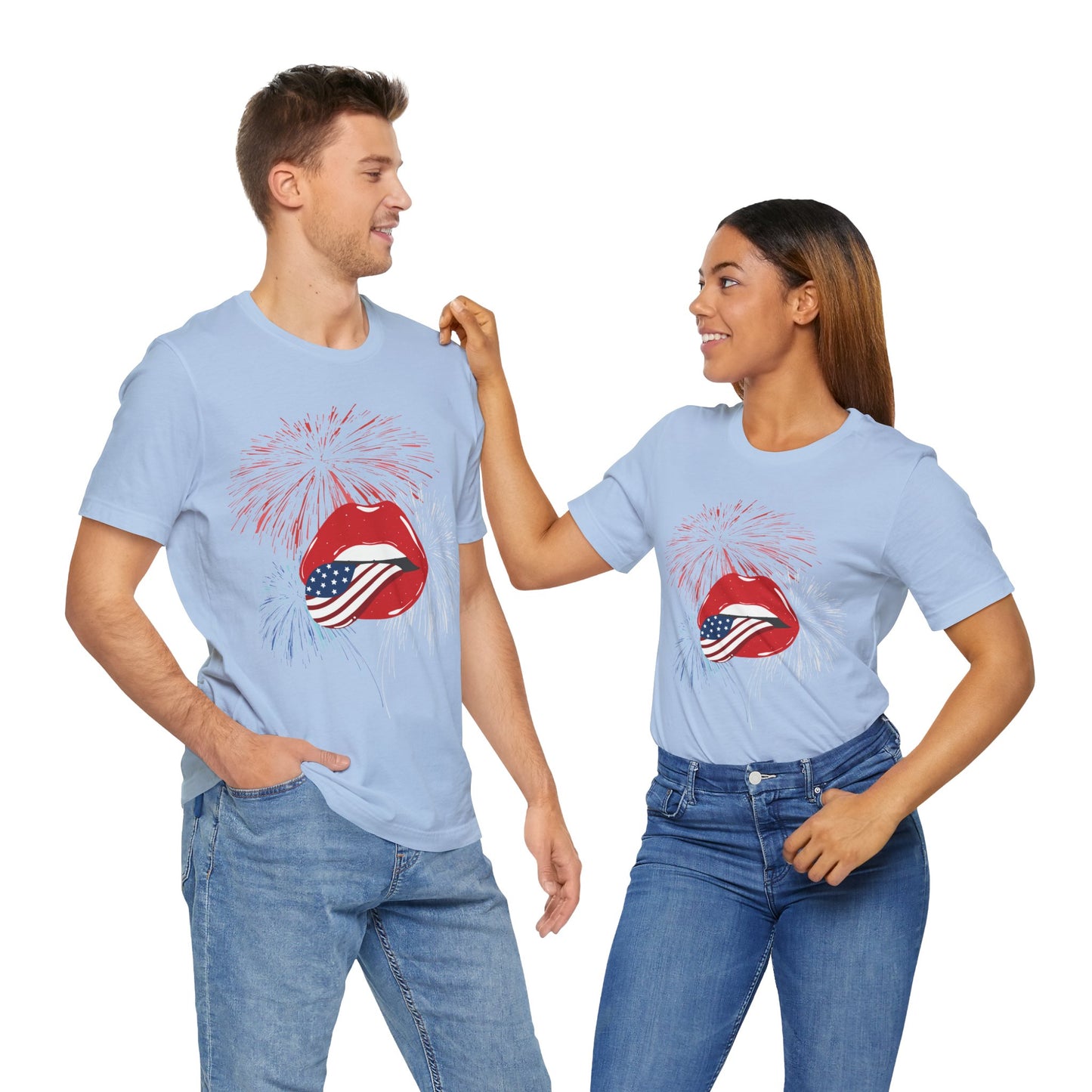 American Flag Lips Tee – Unisex Bella + Canvas Jersey Tee - 4th of July