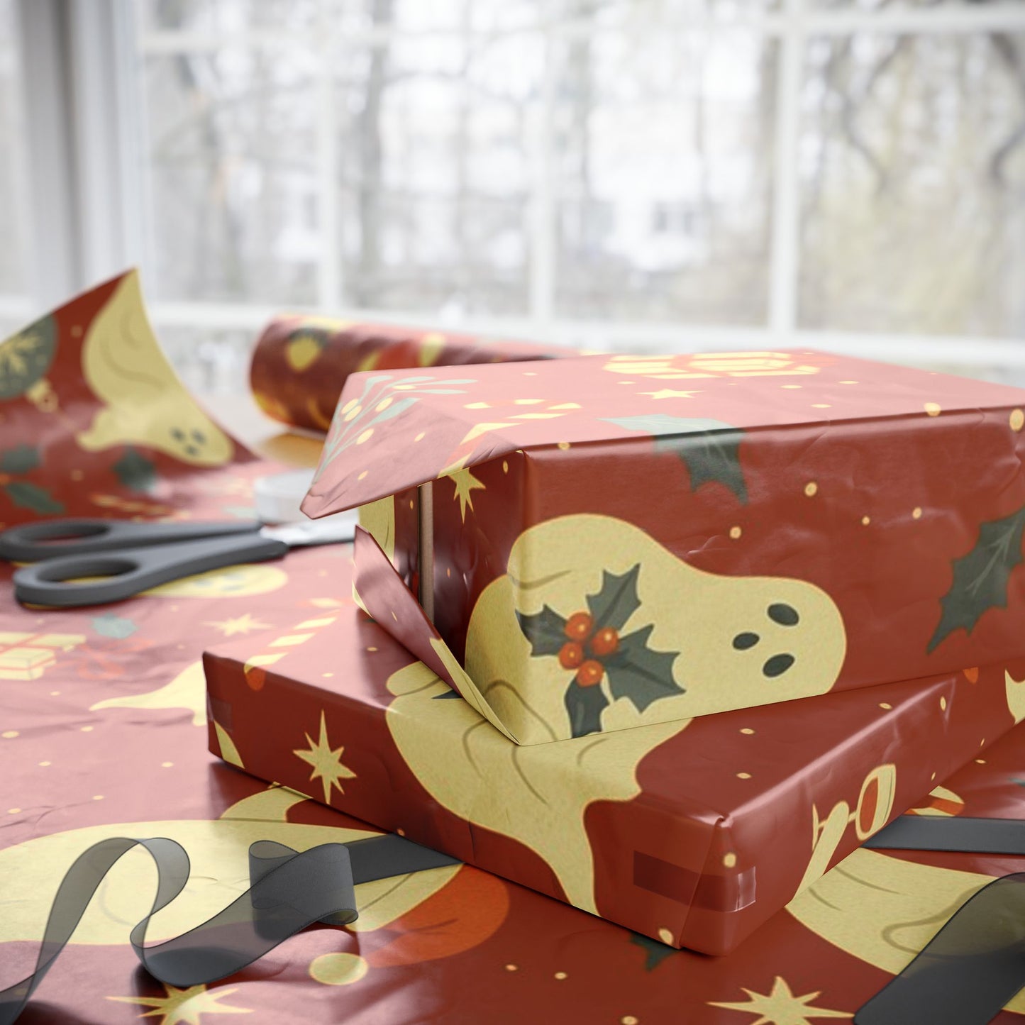 Vintage Holiday Ghosties - Luxury Holiday Wrapping Paper, Victorian Ghost Gift Wrap, 30" Roll (Matte/Gloss)