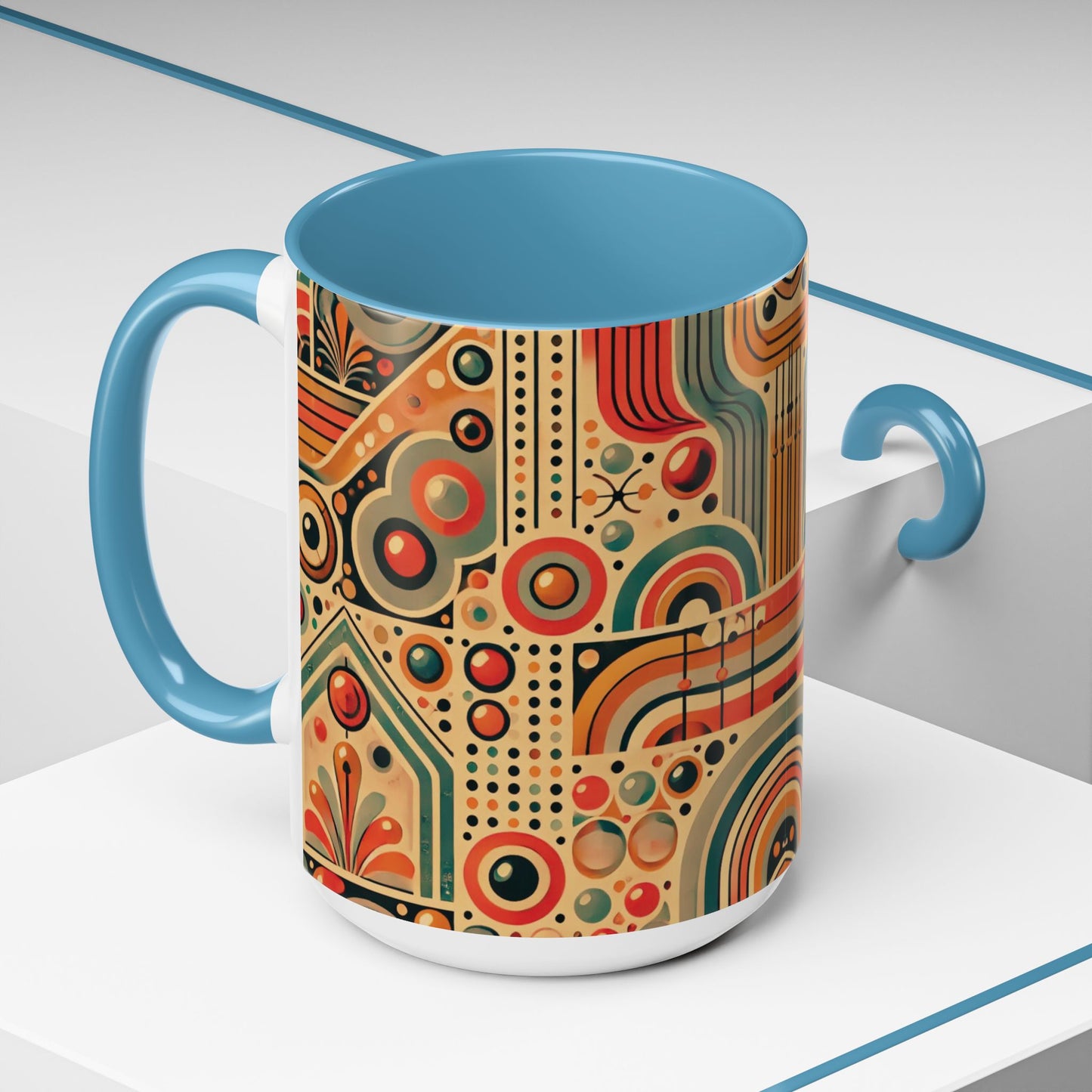 πΏ Retro Boho Accent Coffee Mug | 11oz & 15oz Ceramic Cup | Custom Colors Available