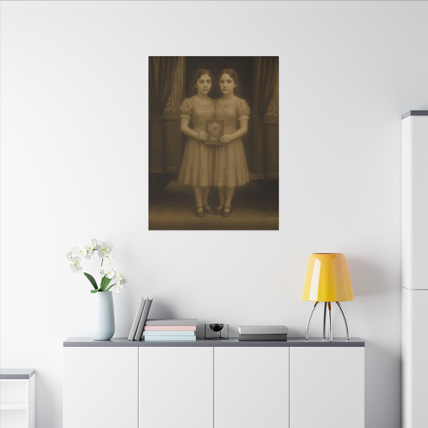 Conjoined Twins – Matte Canvas Print (Gallery-Wrapped) 0.75" – Vintage Circus-Inspired Canvas Wall Art