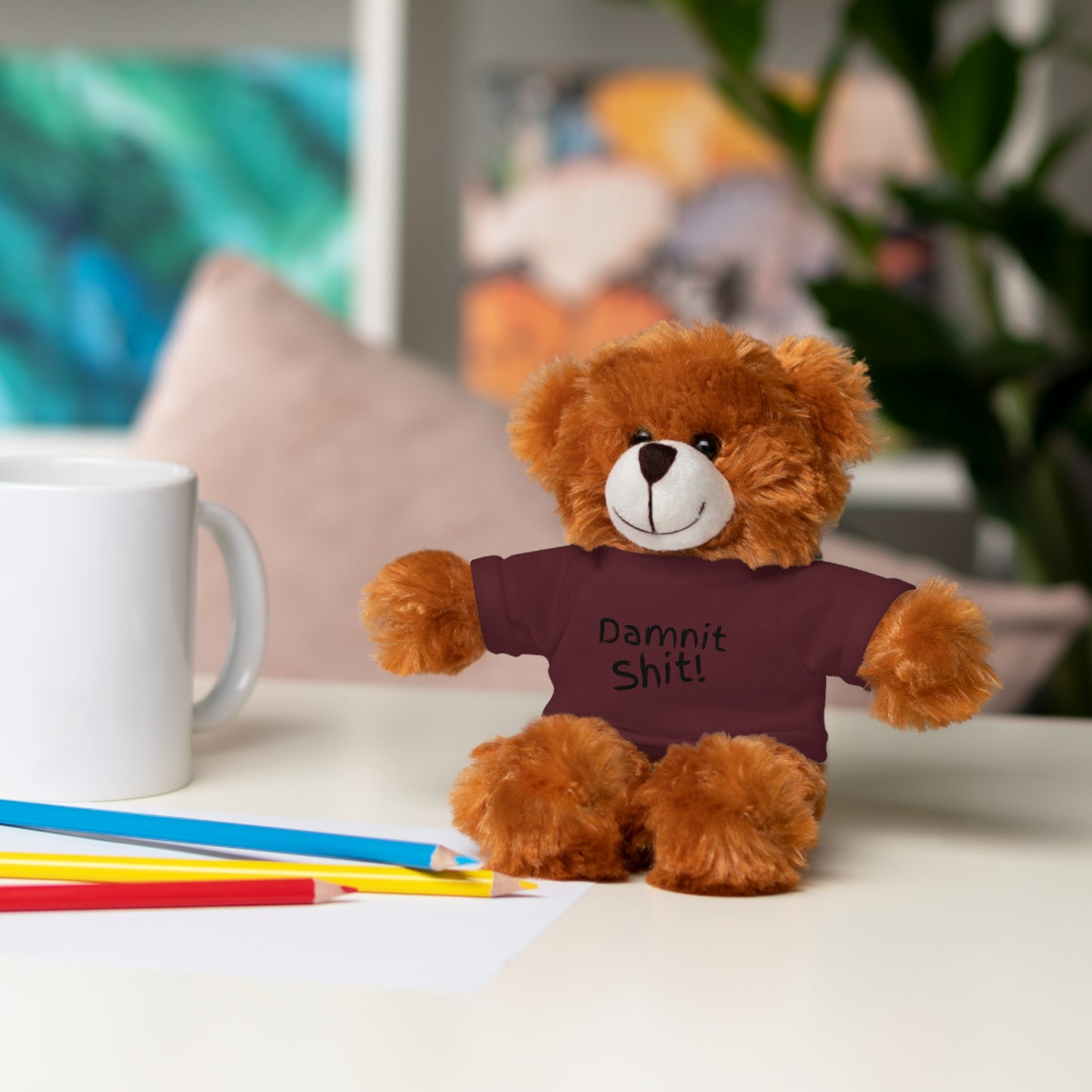 8" Funny Stuffed Animal Gift for Adults, Cute Plush Toy, Humor Bear, Sarcastic Gifts, Quirky Decor, Comfort Toy with Quote