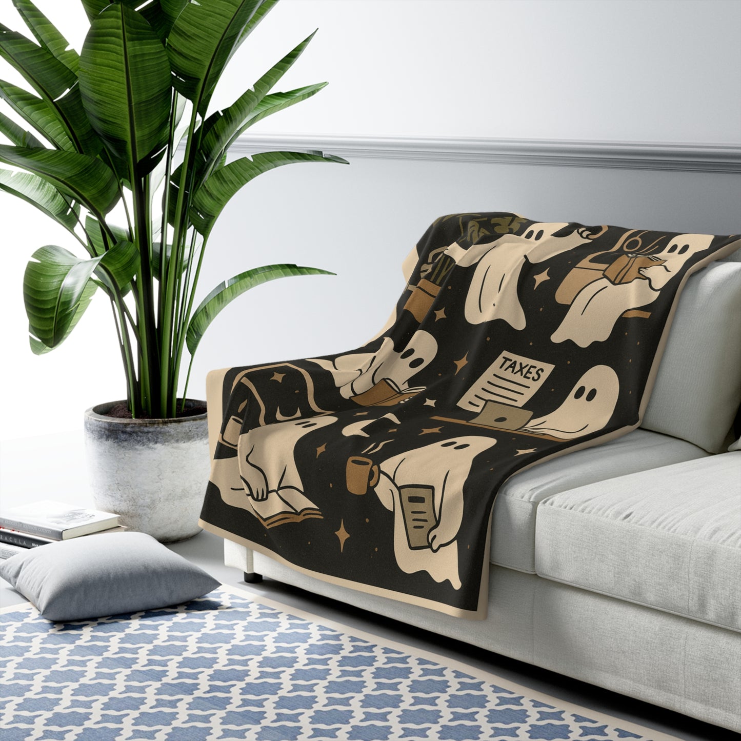 Ghost Routine Sherpa Fleece Blanket β Cozy Spooky Season Throw, Trans-Seasonal Comfort, 50"x60" or 60"x80"