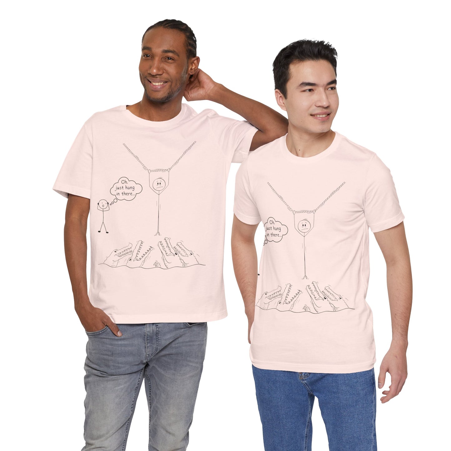 “Hang in There…” Stick Figure Tee | Dark Humor Graphic Shirt | Bella+Canvas Unisex