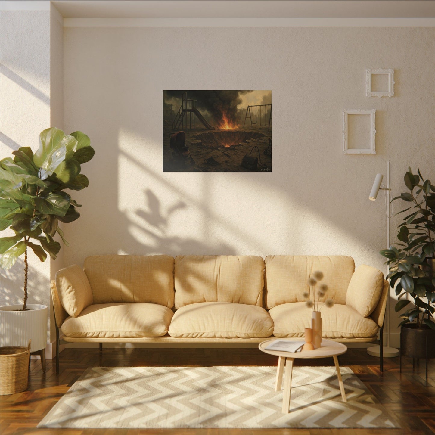 Apocalyptic Playground Canvas Print – Dark Surreal Landscape Wall Art – Post-Apocalyptic Home Décor