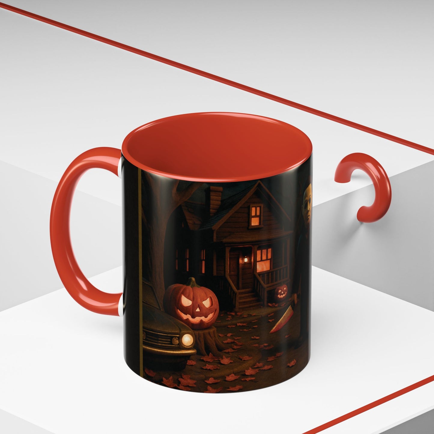 Clay-Style Slasher Halloween Night Mug | Accent Coffee Mug (11oz/15oz)