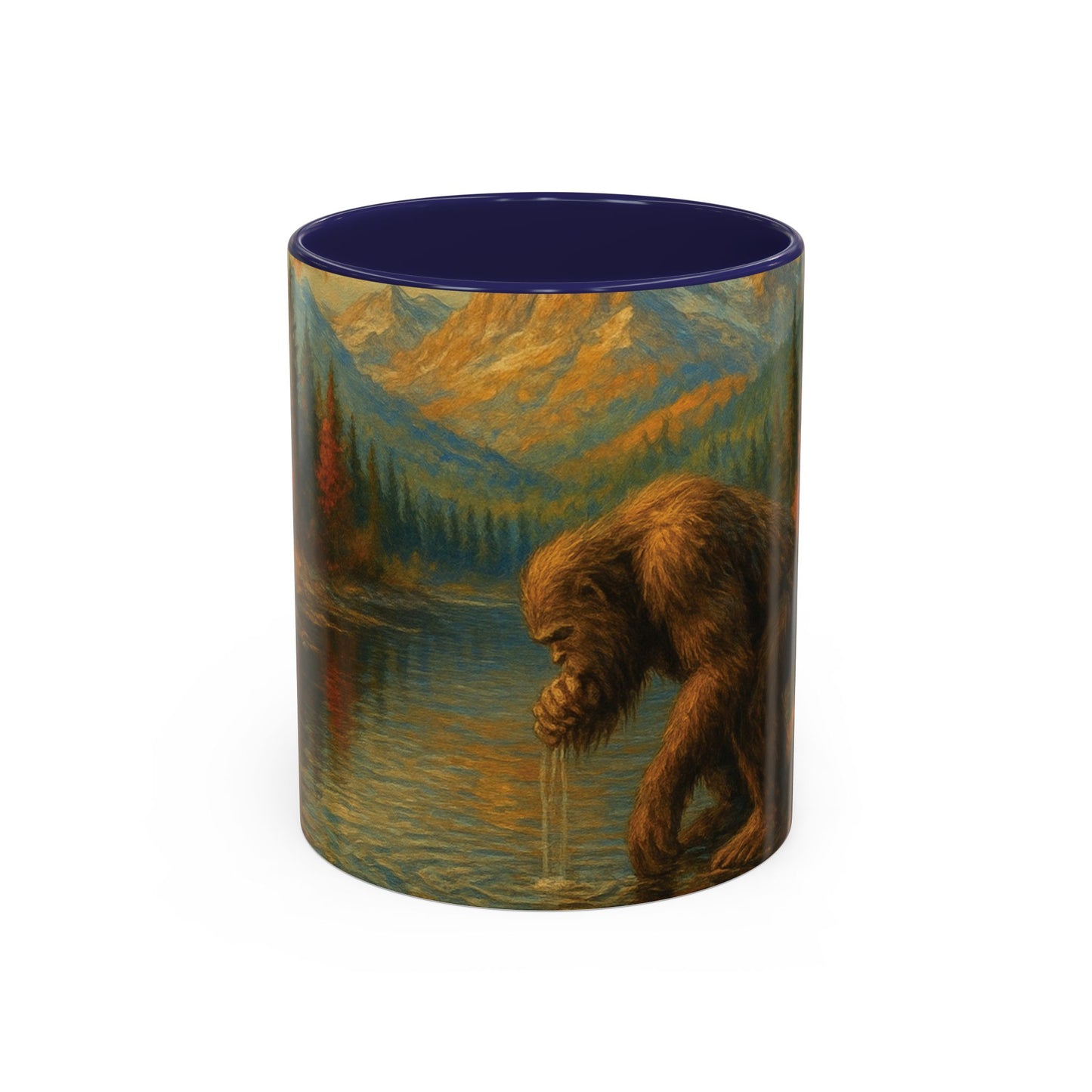 Bigfoot River Scene Mug | Autumn Wilderness Accent Coffee Mug (11oz/15oz)