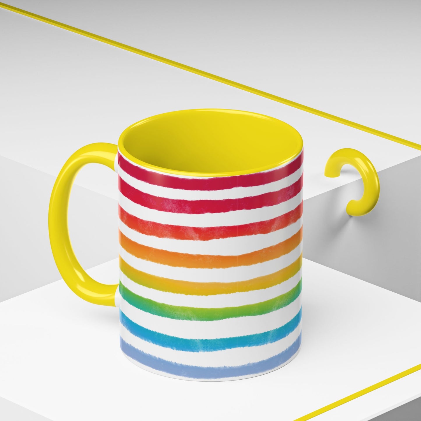 π Bold Rainbow Stripes Pride Mug | 11oz/15oz | Purple Accent