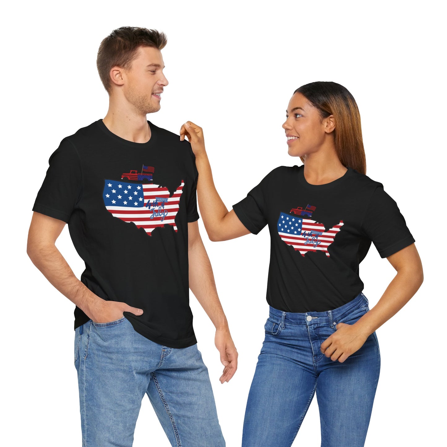 All-American USA Map & Truck Tee β Unisex Bella+Canvas Jersey Tee - 4th of July T-Shirt