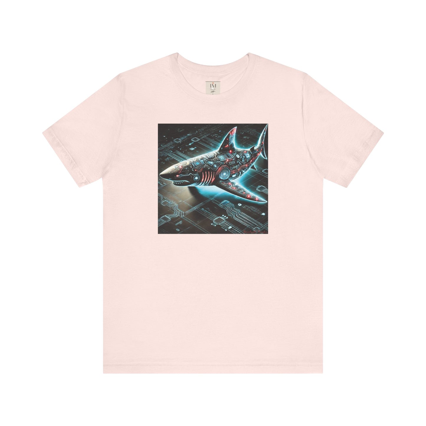 Cyber Shark Unisex Jersey Tee - Futuristic Ocean Design Tech T-Shirt