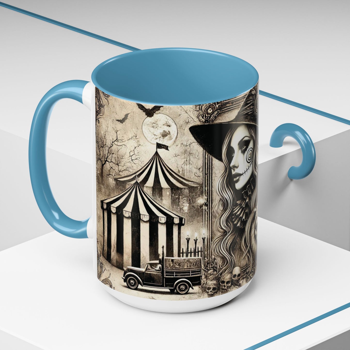 Creepy Circus Witch Mug | Vintage Halloween Accent Coffee Mug (11oz/15oz)
