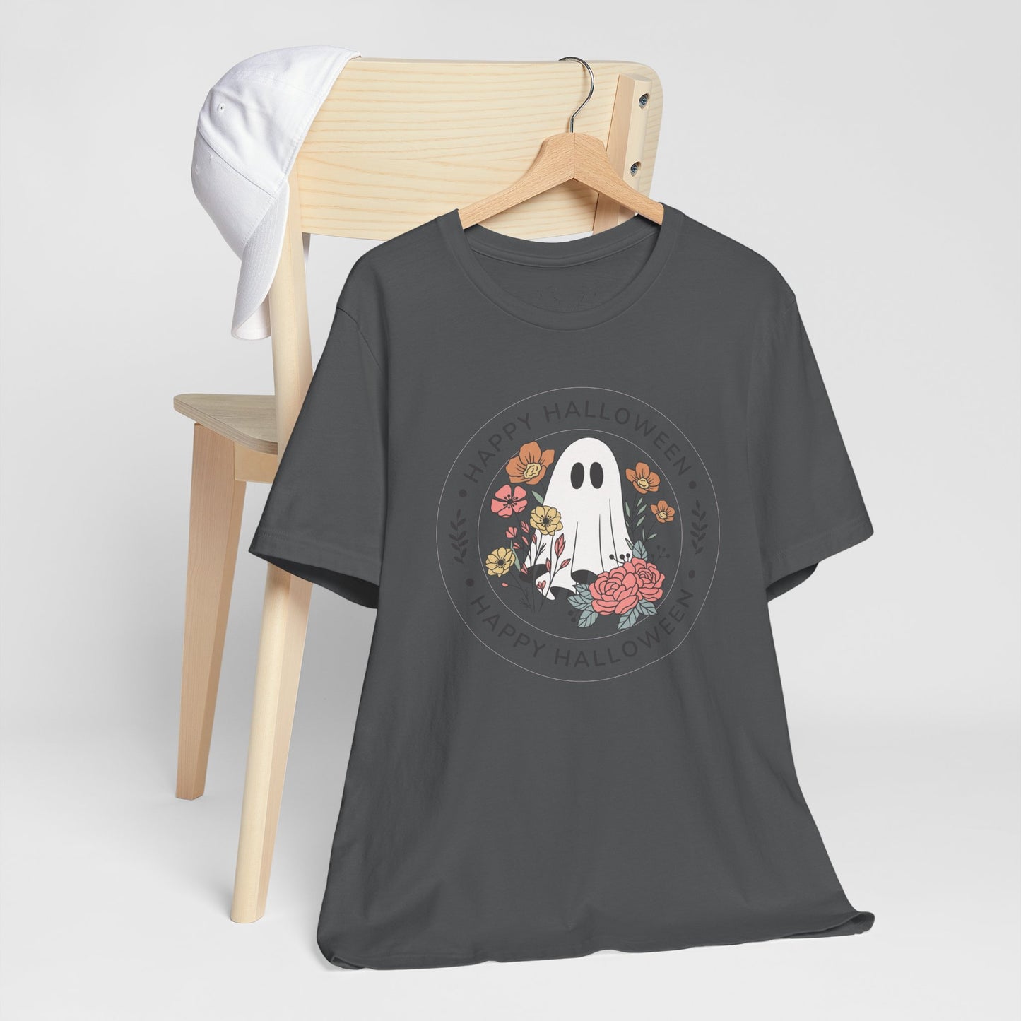 Happy Halloween Floral Ghost Tee – Bella+Canvas 3001