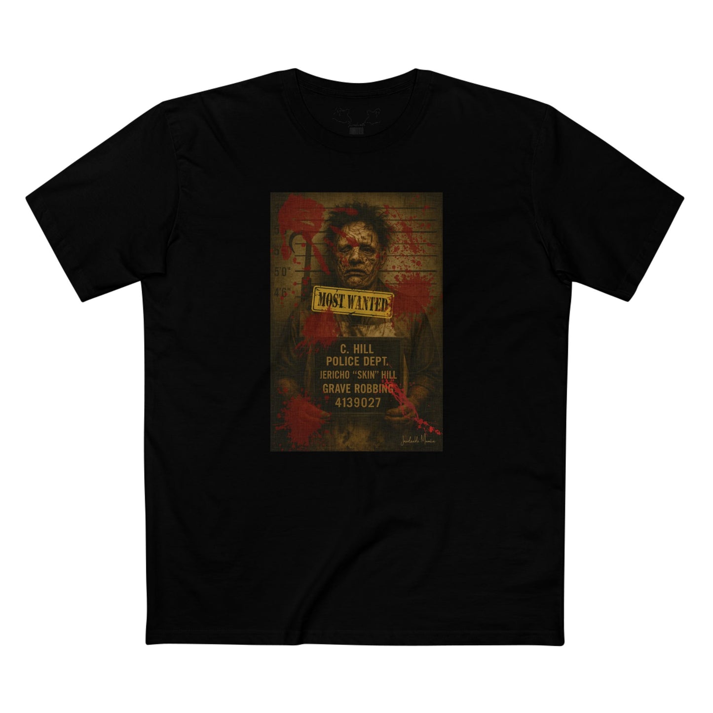 Leatherface Mugshot T-Shirt – Premium AS Colour 5001 Horror Tee