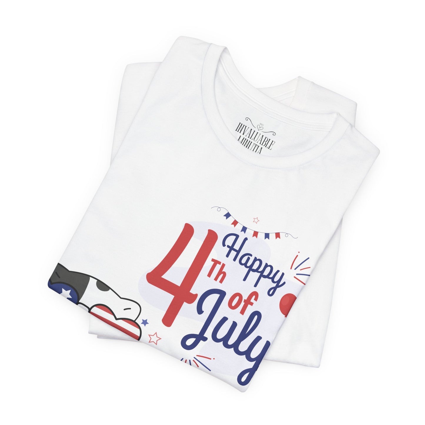 Patriotic Party Cat Tee – Happy 4th of July – Unisex Bella+Canvas Jersey Tee - 4th of July Tee