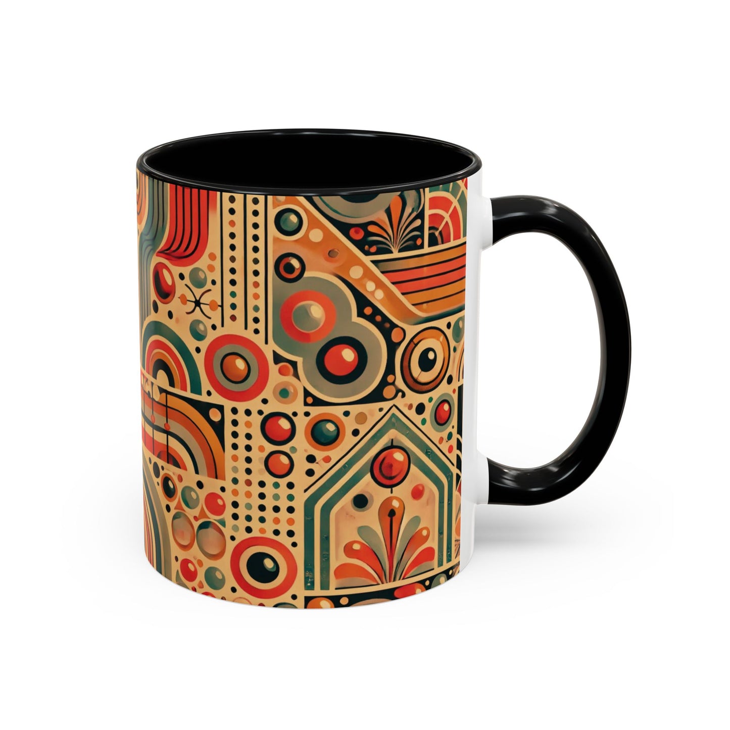 πΏ Retro Boho Accent Coffee Mug | 11oz & 15oz Ceramic Cup | Custom Colors Available