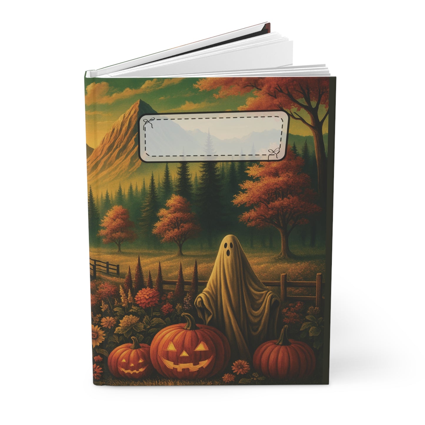 Hardcover Halloween Journal β Ghost in the Pumpkin Patch | Spooky Fall Stationery Notebook