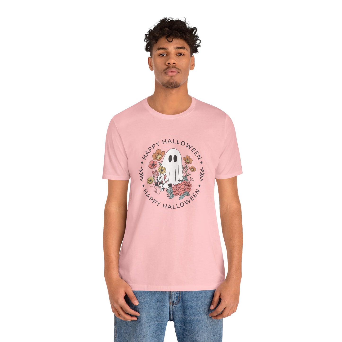 Happy Halloween Floral Ghost Tee – Bella+Canvas 3001