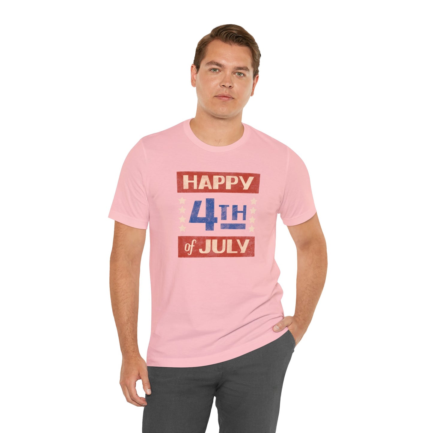 Happy 4th / Land of the Free Tee – Dual-Sided Print – Unisex Bella + Canvas Jersey T-Shirt