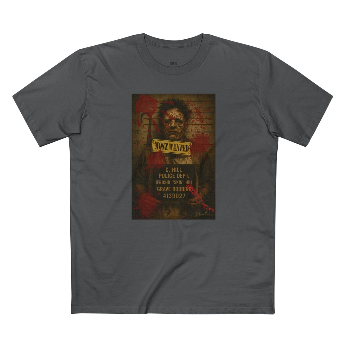 Leatherface Mugshot T-Shirt – Premium AS Colour 5001 Horror Tee
