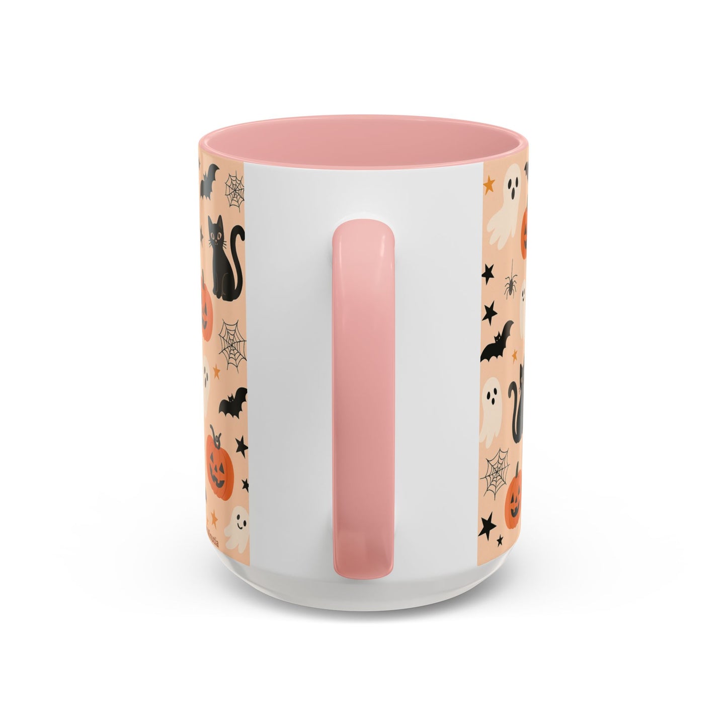 Halloween Color Accent Mug β Ghosts, Pumpkins & Black Cats, Fall Coffee Cup (11oz & 15oz) β Boutique Spooky Season Drinkware