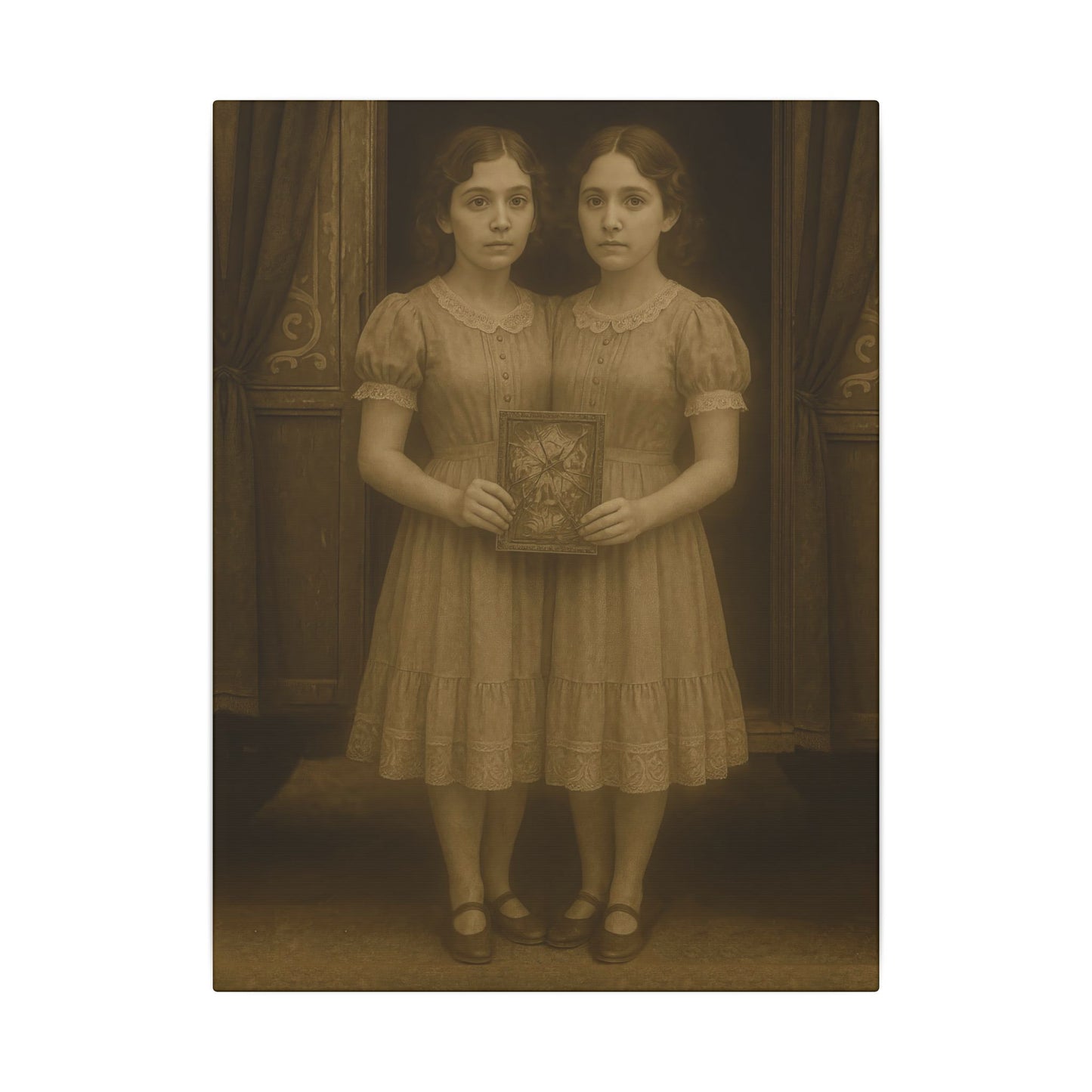 Conjoined Twins – Matte Canvas Print (Gallery-Wrapped) 0.75" – Vintage Circus-Inspired Canvas Wall Art