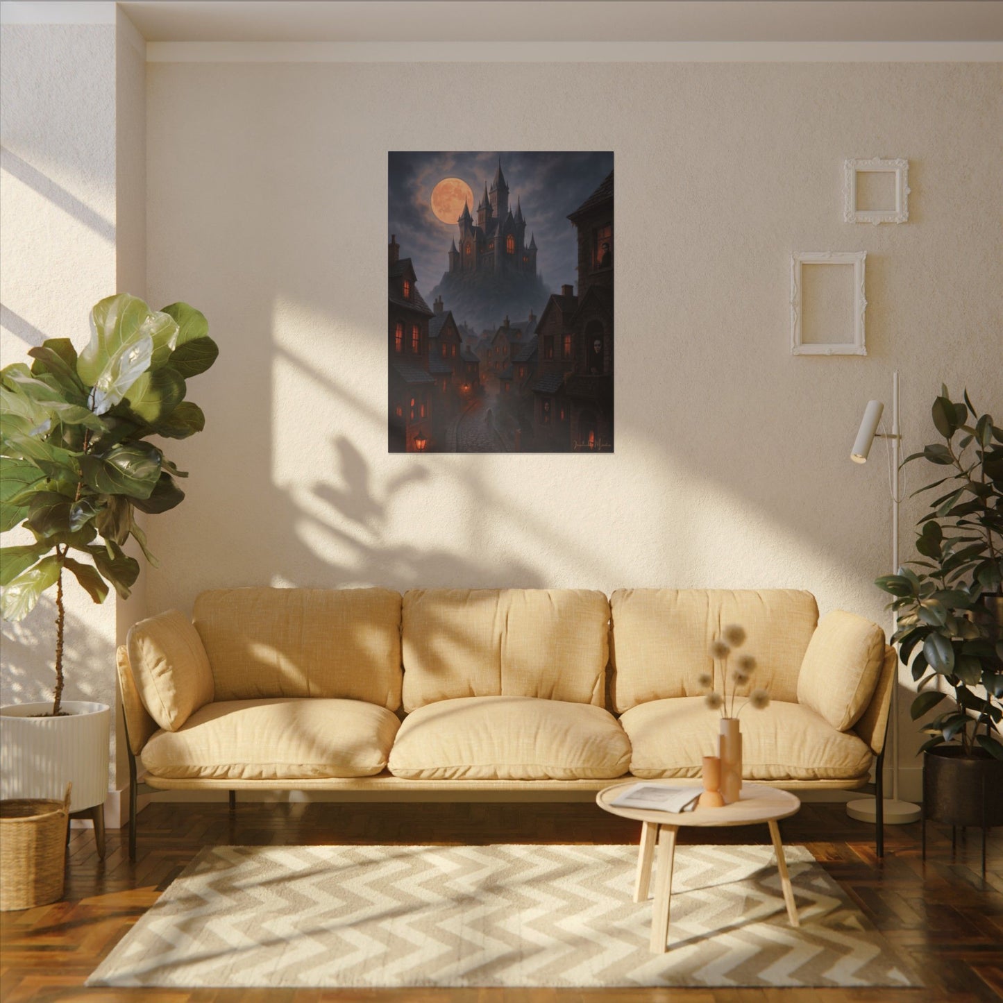 Haunted Hilltop Castle Canvas Print – Gothic Halloween Wall Art for Spooky Season Decor