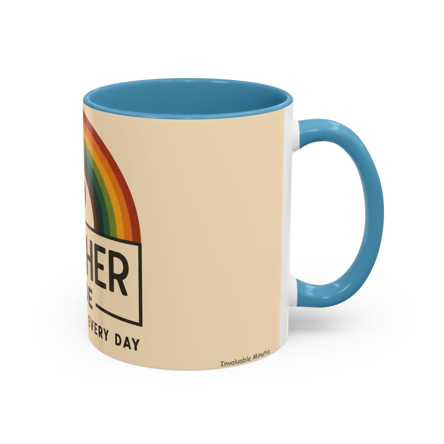 Teacher Mode – Color Accent Mug (11oz/15oz) • Rainbow Heart • Teacher Gift • Dishwasher & Microwave Safe