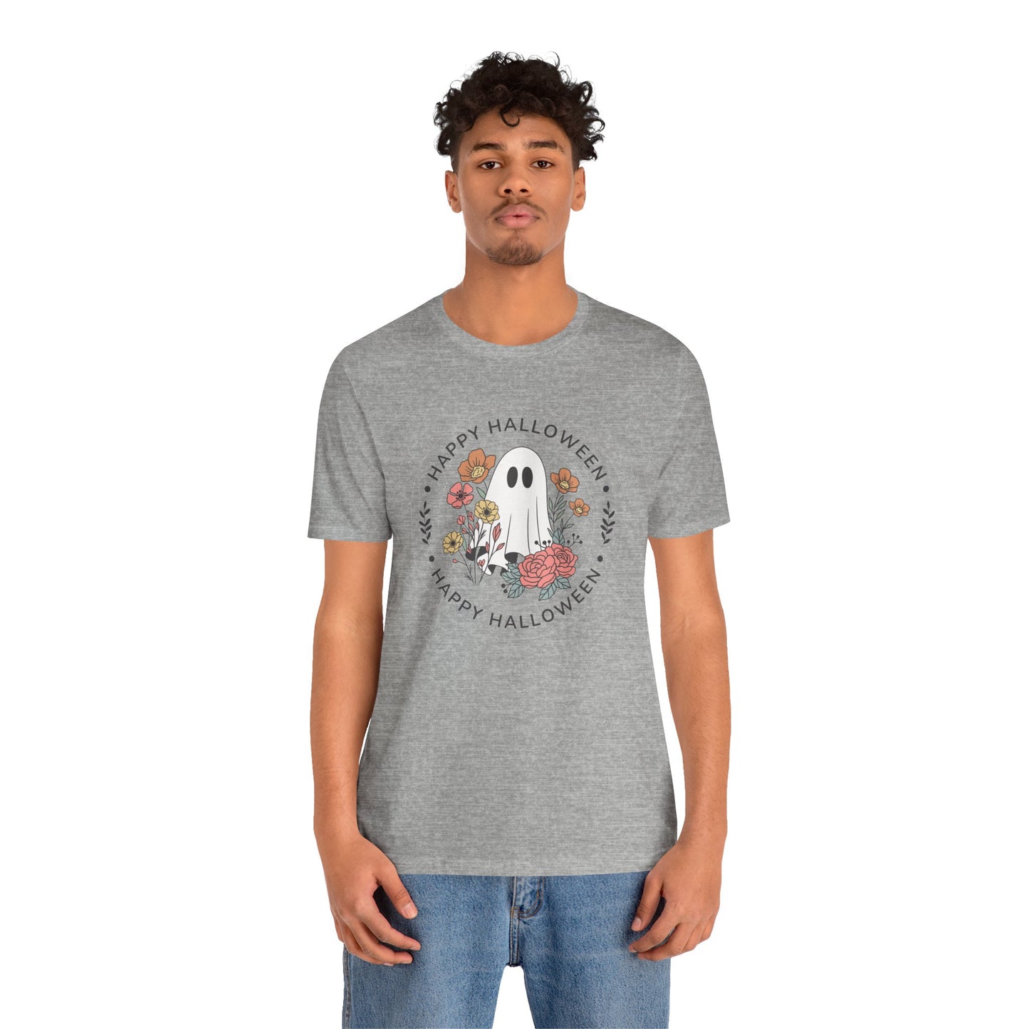 Happy Halloween Floral Ghost Tee – Bella+Canvas 3001